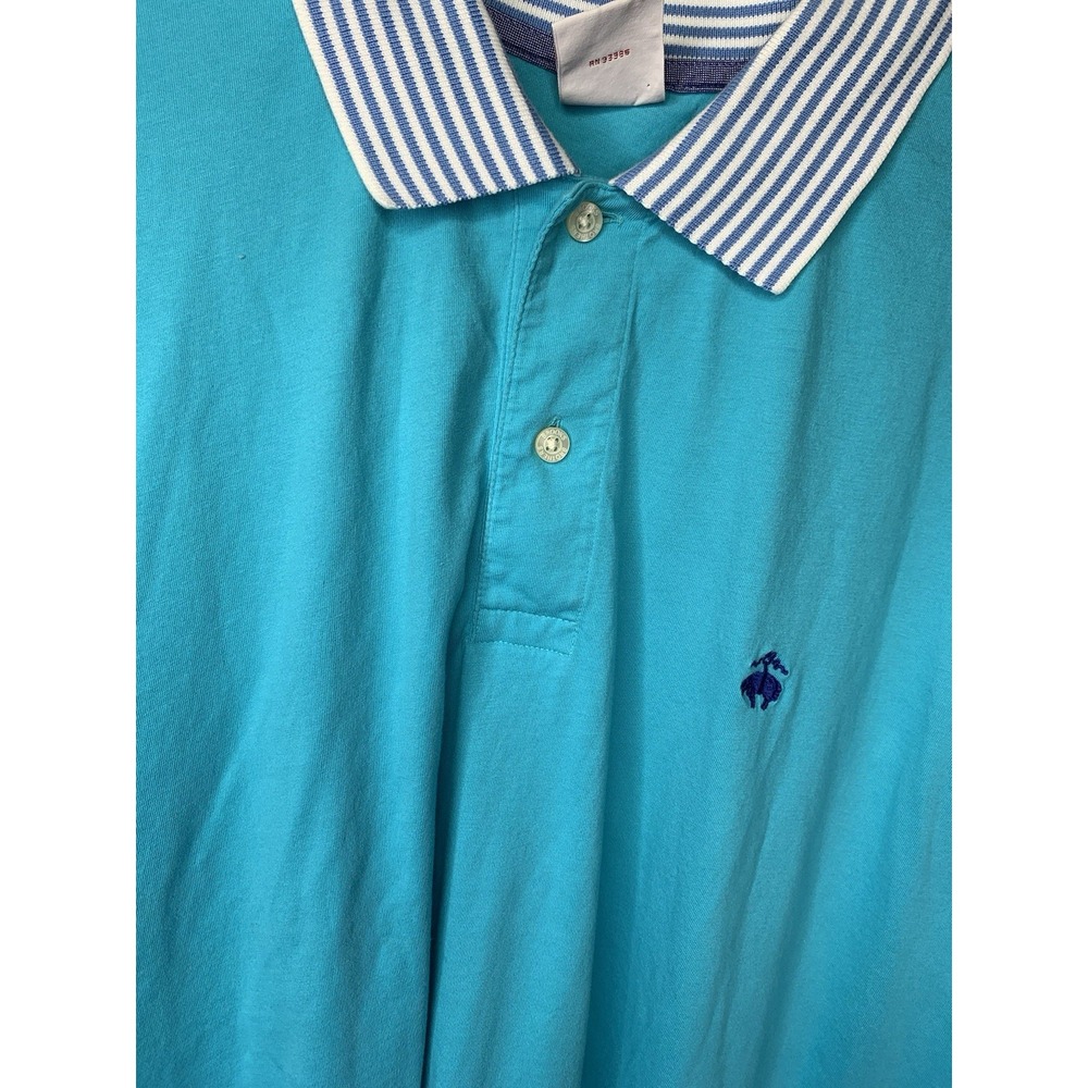 Brooks Brothers 346 Flying Pig SS Polo Shirt Light Blue Striped Collar Size XL
